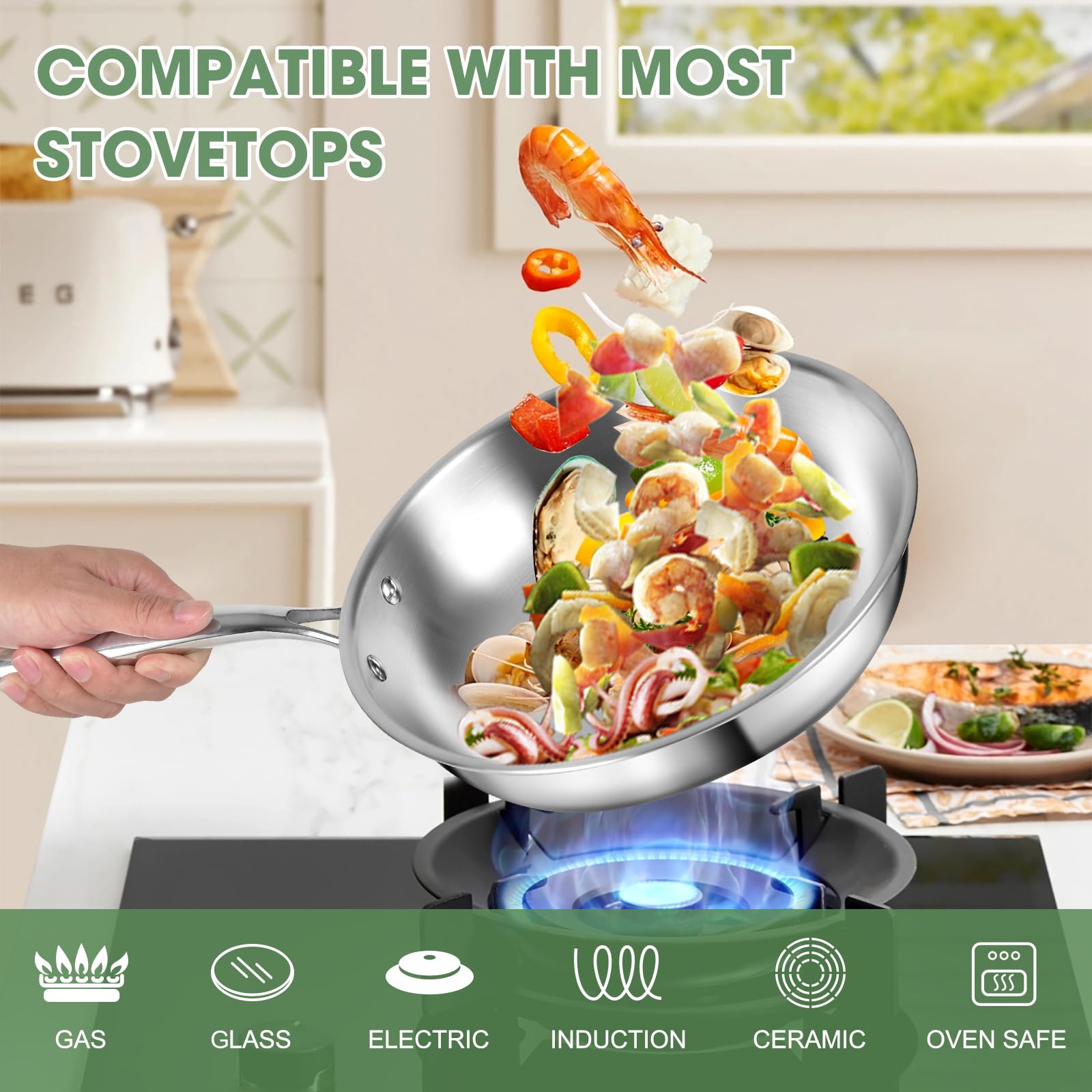 EWFEN 6qt stockpot with steamer insert for large batches and healthy steaming.