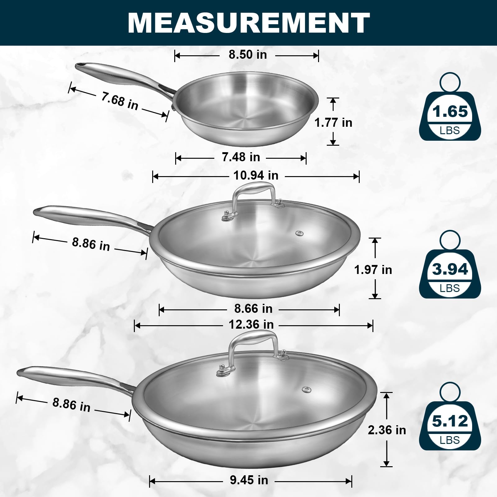 EWFEN Tri-Ply 12-inch frying pan for versatile meal prep.