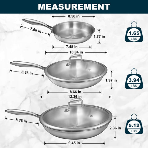 EWFEN Tri-Ply 12-inch frying pan for versatile meal prep.
