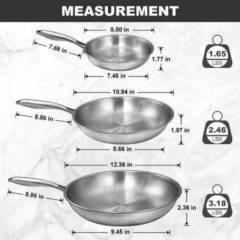 EWFEN Tri-Ply 10-inch pan interior surface for safe, easy-clean cooking.