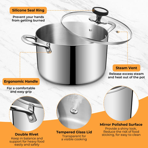 EWFEN Tri-Ply stock pot dishwasher safe for easy cleanup.