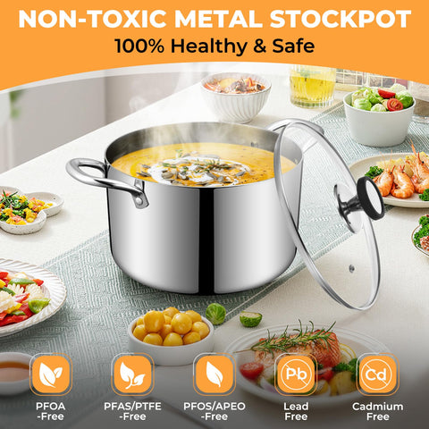 EWFEN Tri-Ply stock pot even-heating core for consistent results.