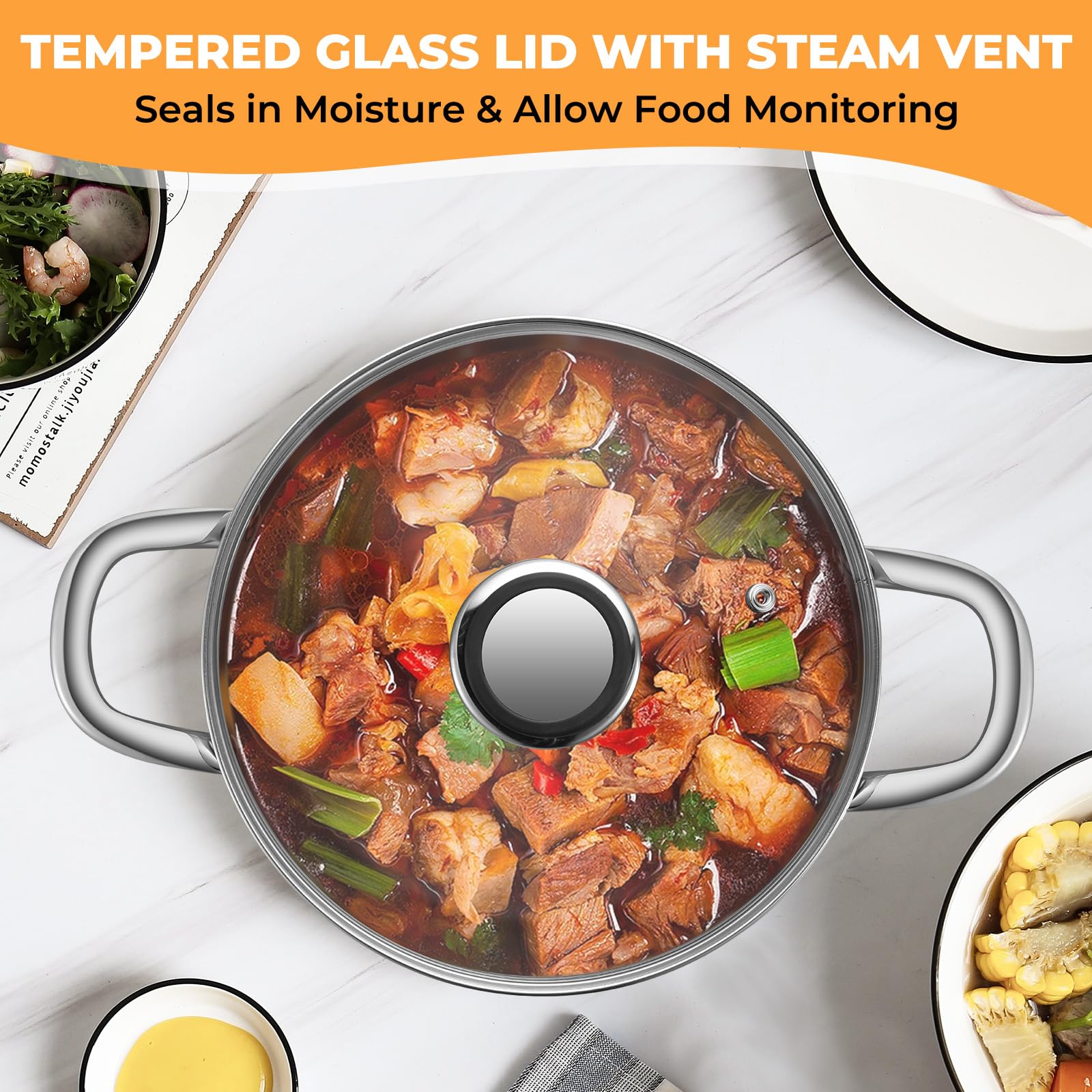 EWFEN Tri-Ply stock pot induction compatible on all stovetops.