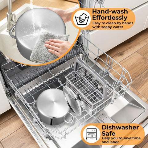 EWFEN Tri-Ply stock pot polished finish resists stains and cleans easily.