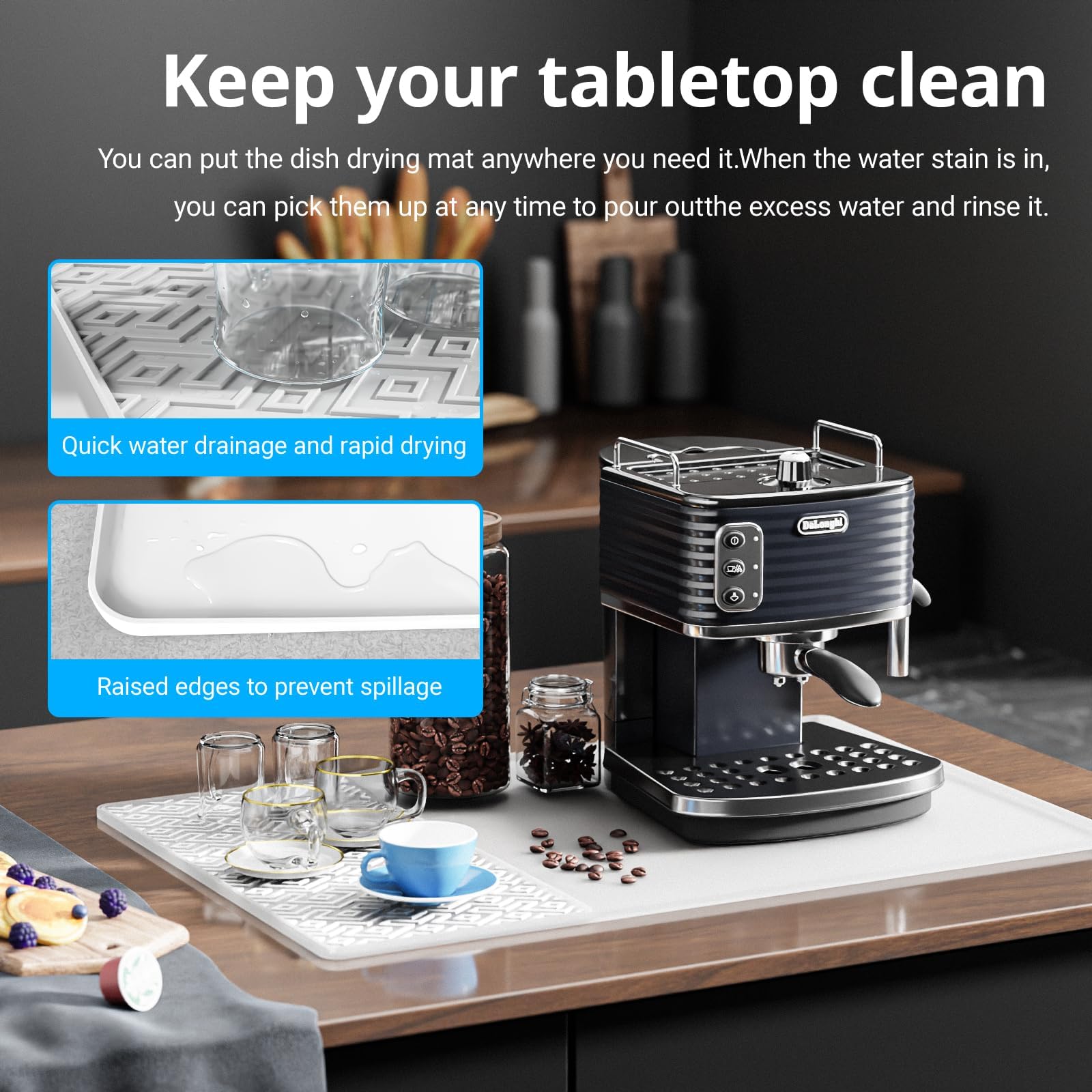 EWX heat-resistant mat protects countertops from hot appliances.