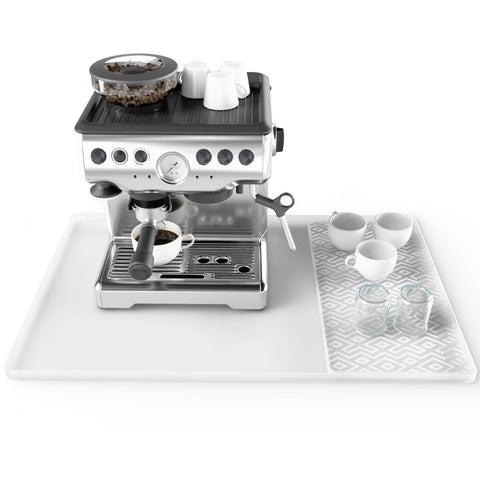 EWX silicone coffee mat 24 by 16 inches protects countertops and keeps coffee stations tidy.