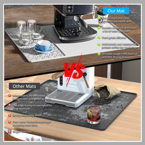 EWX raised-edge containment keeps spills from spreading across counters.