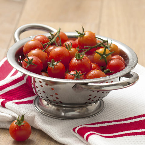 EXCELSTEEL colander set showing mirror-polished interior and exterior for easy cleaning