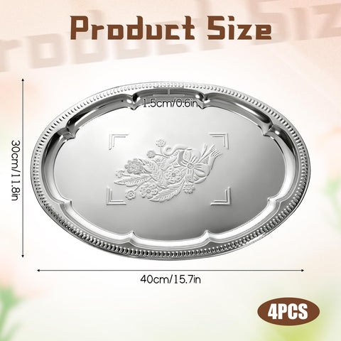 Exclaith large silver serving tray provides generous surface for fruits and appetizers.
