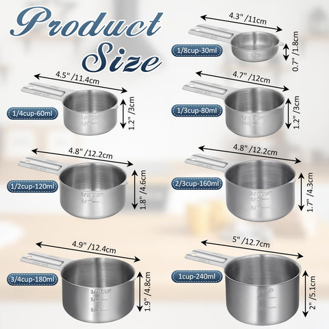 Exclaith measuring cups with engraved markings for quick accurate portioning