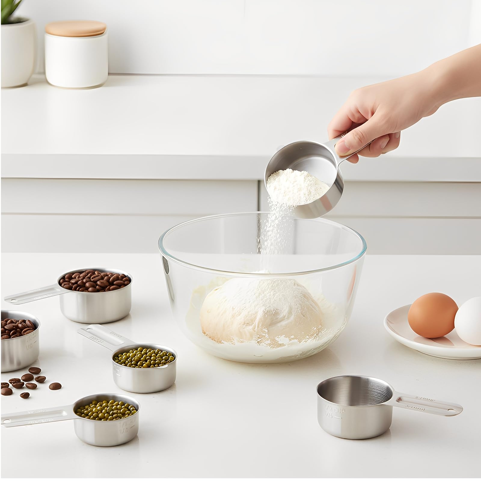 Exclaith measuring cups with ring buckle kept accessible and organized