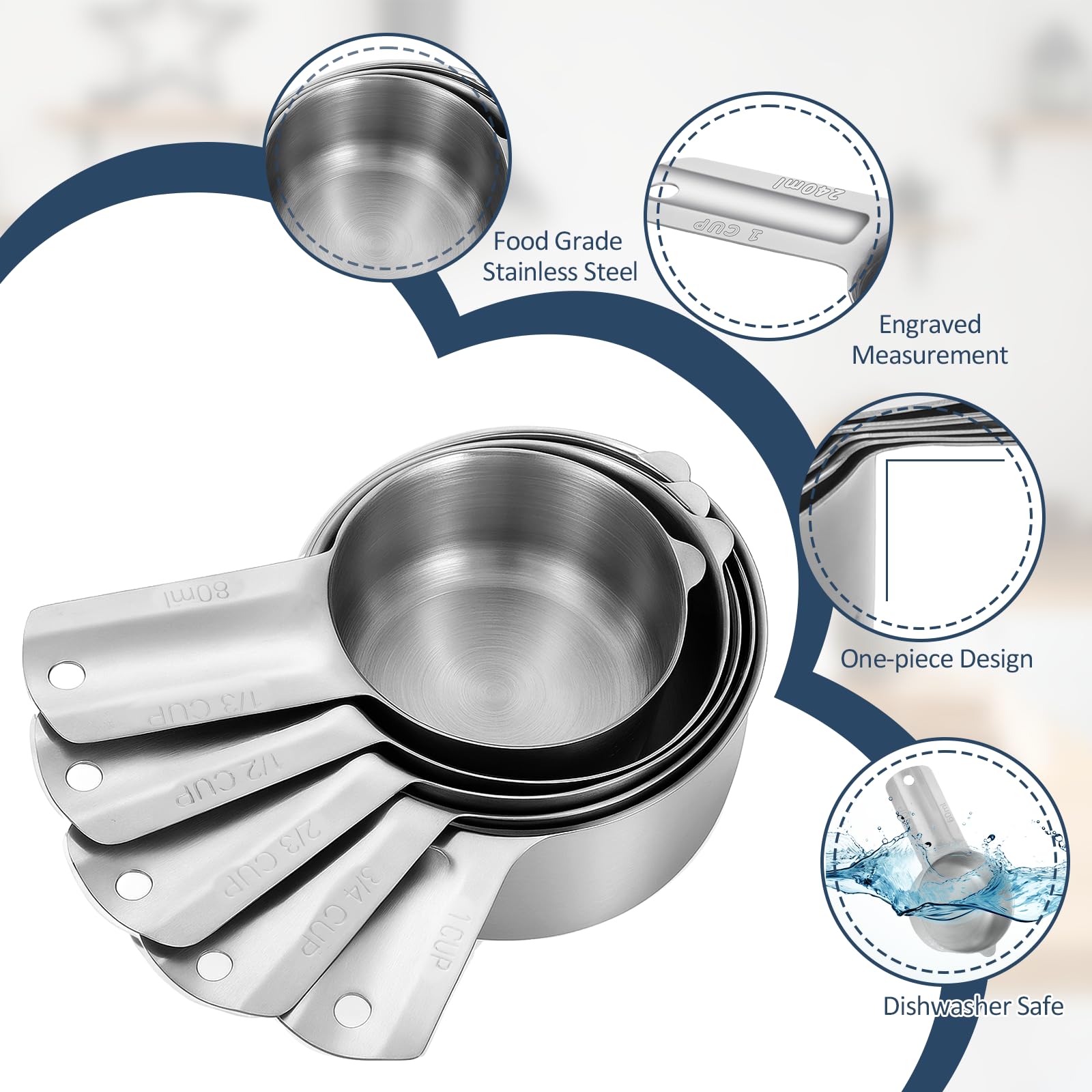 Exclaith measuring cups showcase stainless steel construction for durable use