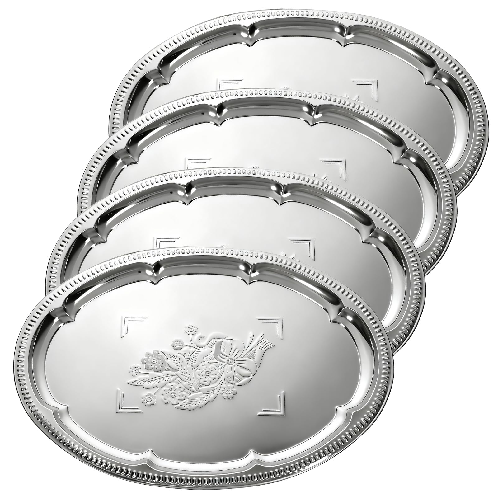 Exclaith oval floral engraved tray for elegant serving at home and events.