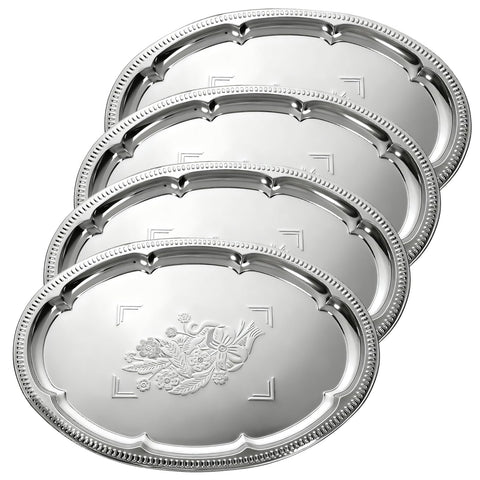 Exclaith oval floral engraved tray for elegant serving at home and events.