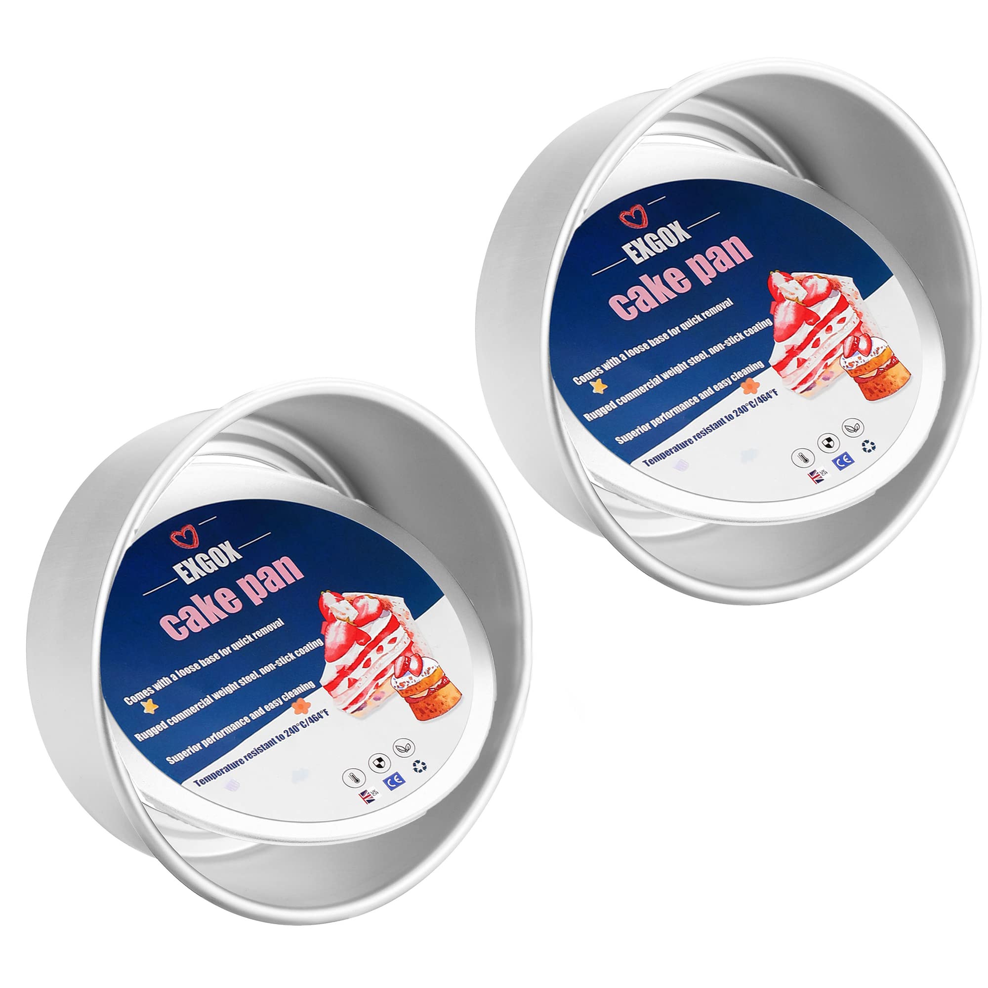 EXGOX 2-pack 6-inch cake pan outer diameter for even baking