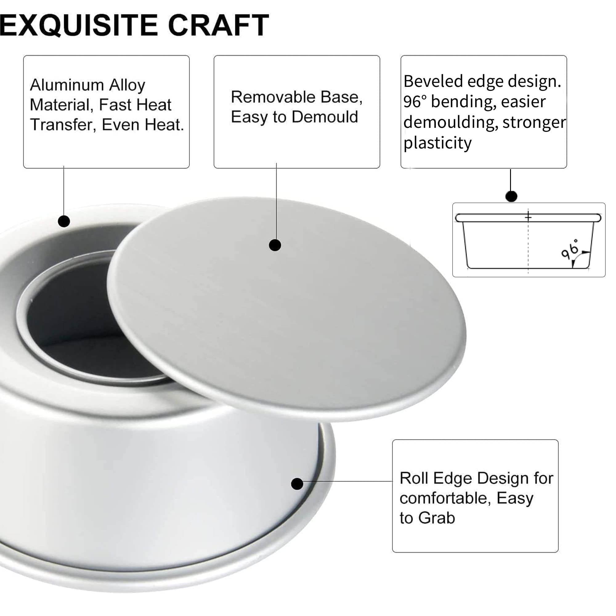 EXGOX round pan interior releases baked goods smoothly