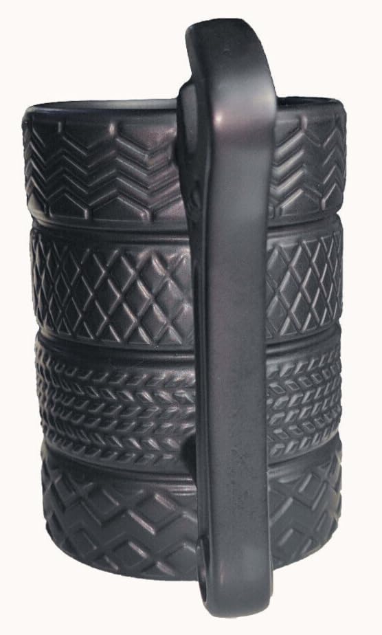 EXIGENT tire mug top view shows generous 12oz capacity for hot drinks