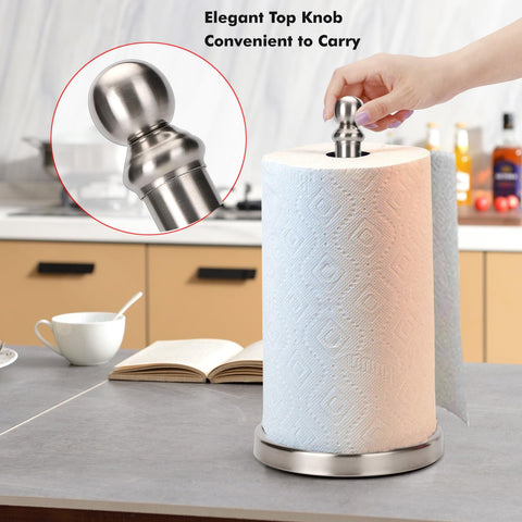 Exilon paper towel holder one-handed design enables quick tearing.