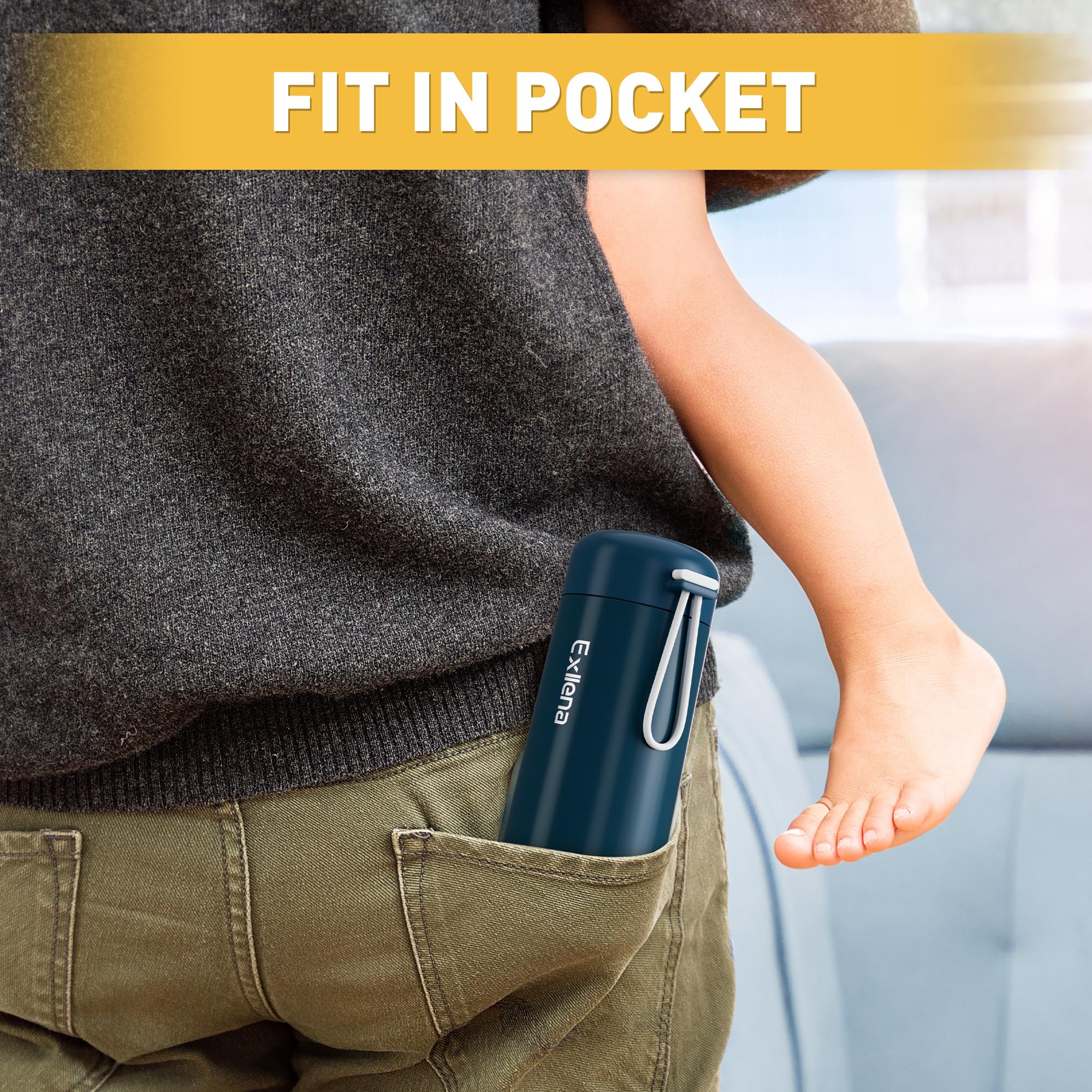 Exllena 8 oz stainless steel bottle ideal for travel, gym, and daily use.