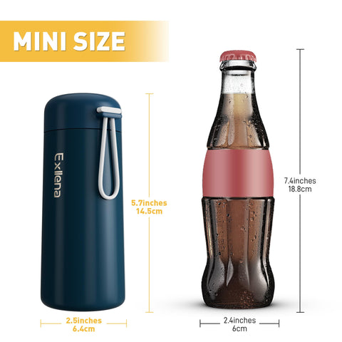 Exllena 8 oz bottle with double-wall insulation keeps drinks cold longer.