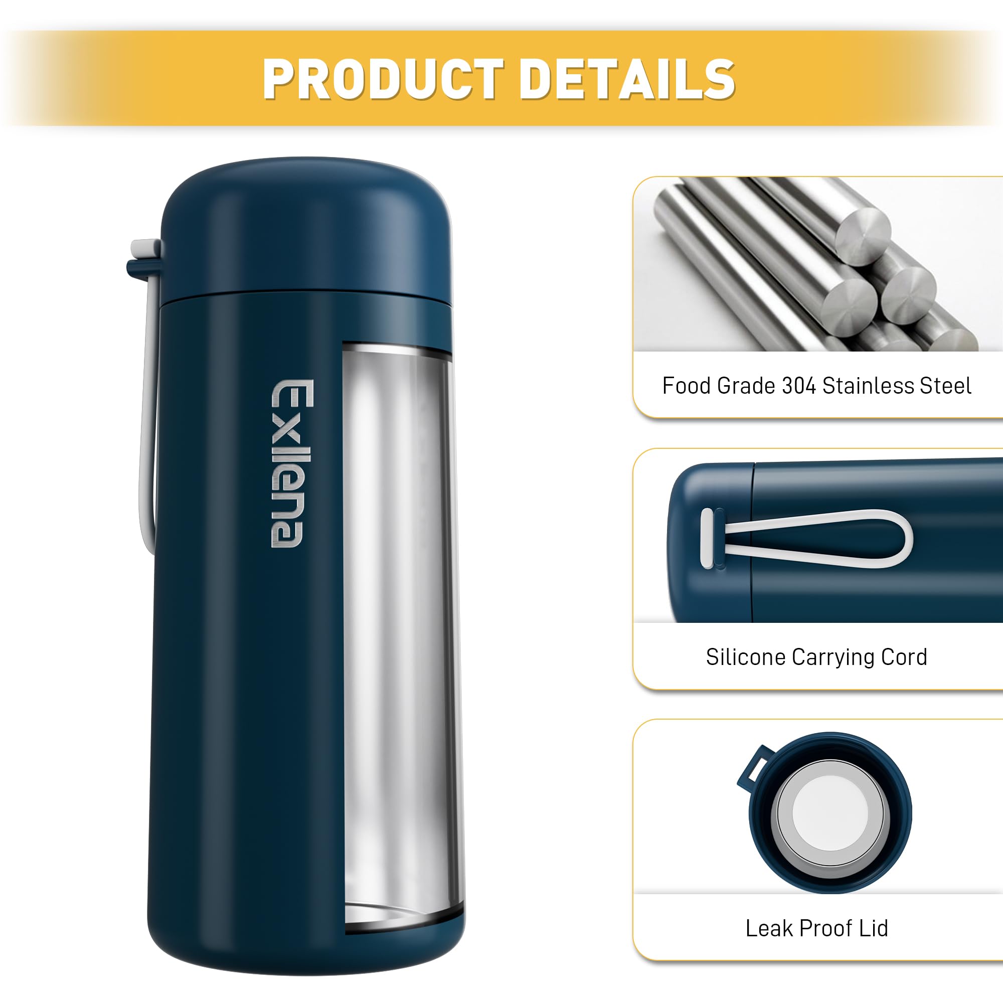 Exllena 8 oz bottle with leakproof cap prevents spills in bags.