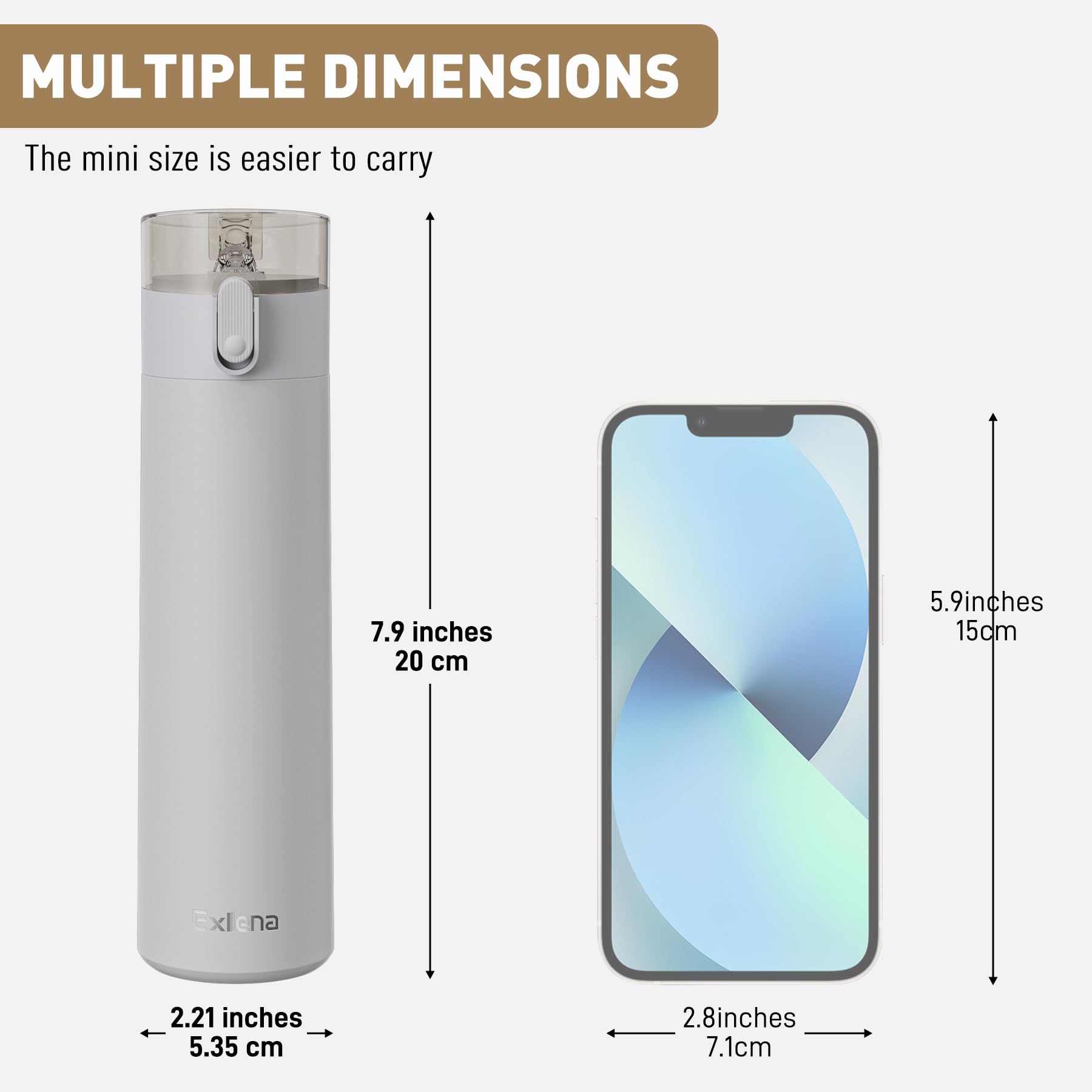 Exllena 9oz travel bottle compact for pocket-friendly hydration during commutes.