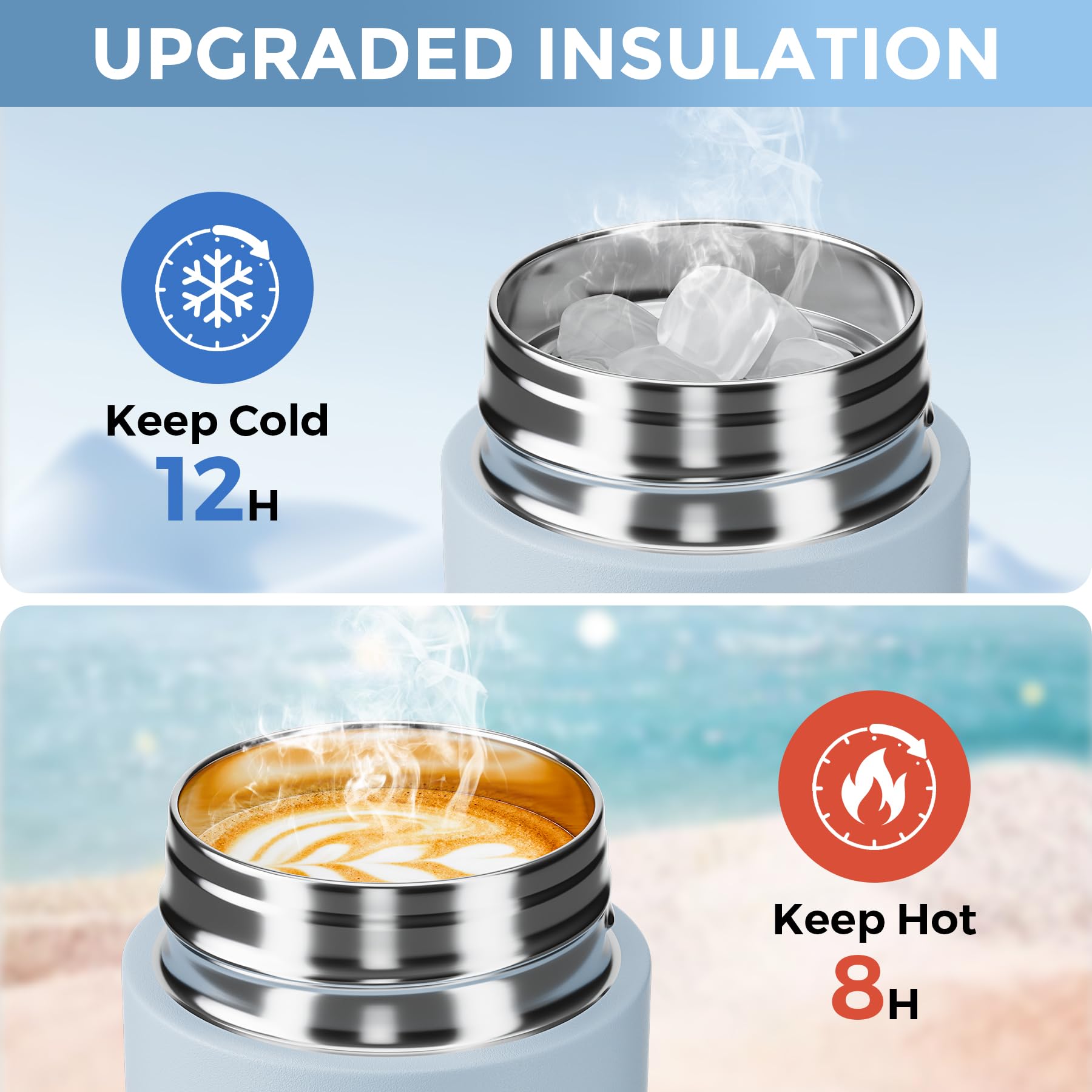 Exllena dual-layer vacuum design keeps drinks hot or cold.