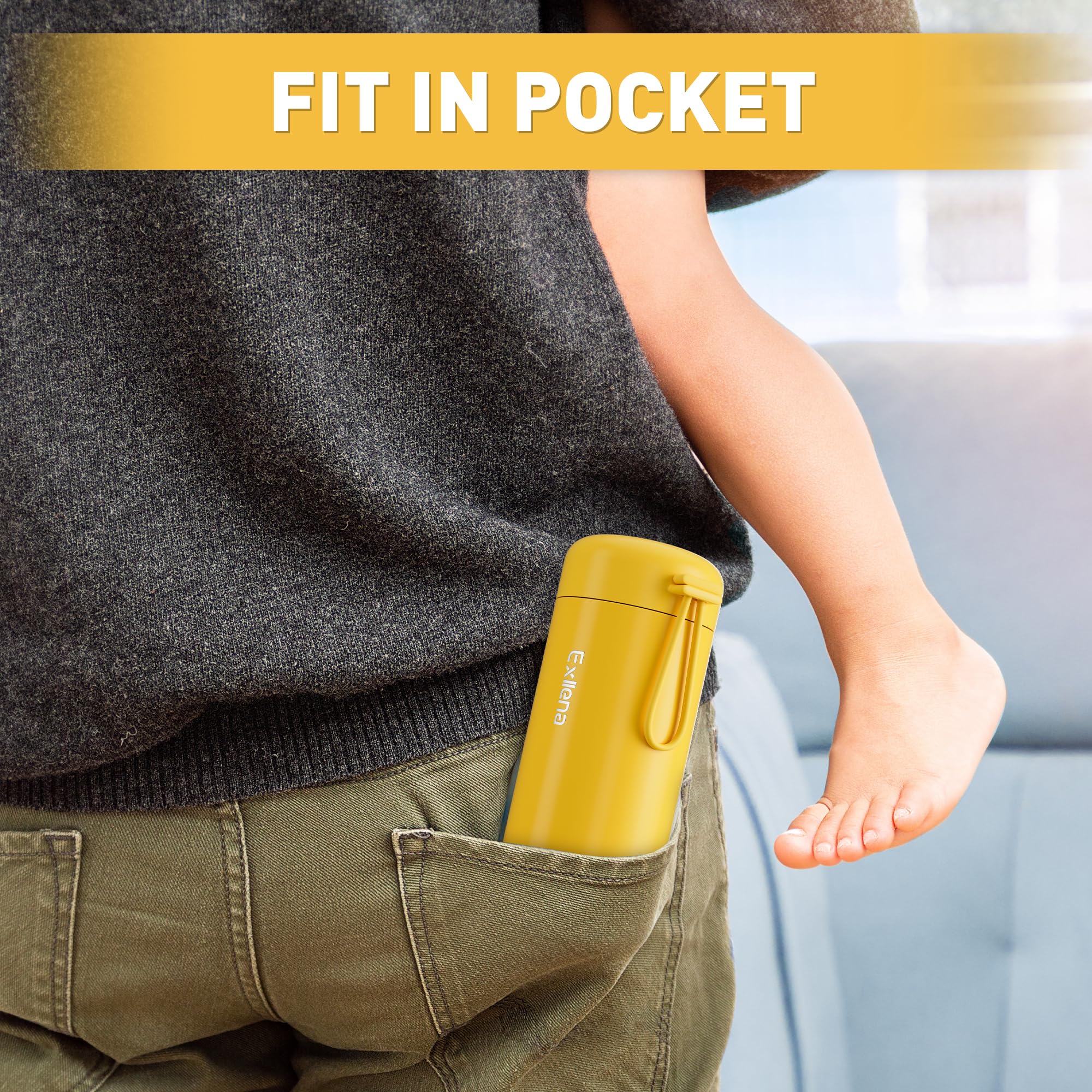 Exllena leak-proof cap with silicone seal prevents spills in bags.