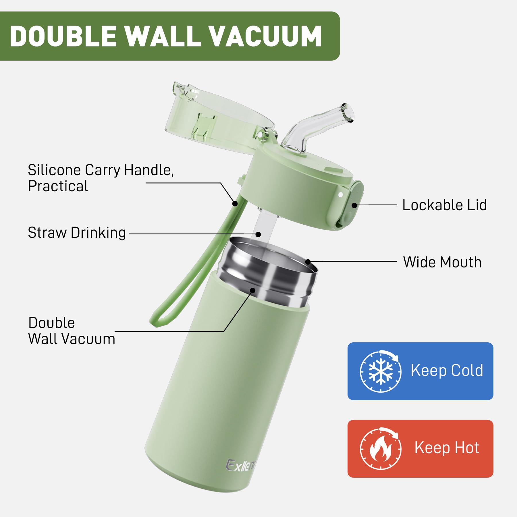 Exllena leak-proof locking lid bottle prevents spills during activities