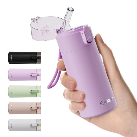 Exllena Lilac 5oz mini water bottle with straw for on the go hydration