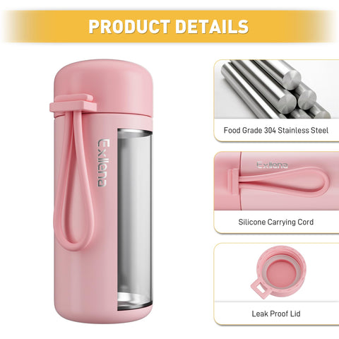 Exllena mini insulated bottle with double-wall insulation keeps temp