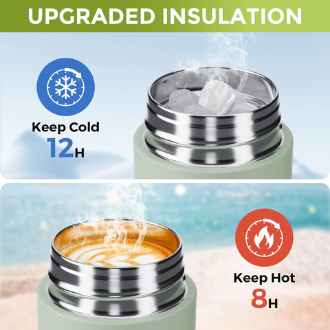 Exllena mini bottle keeps hot up to 12 hours or cold for 8–12 hours.