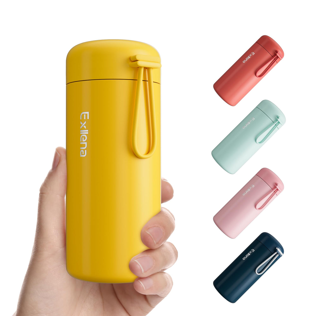 Exllena small water bottle in yellow, compact and portable for on-the-go hydration.