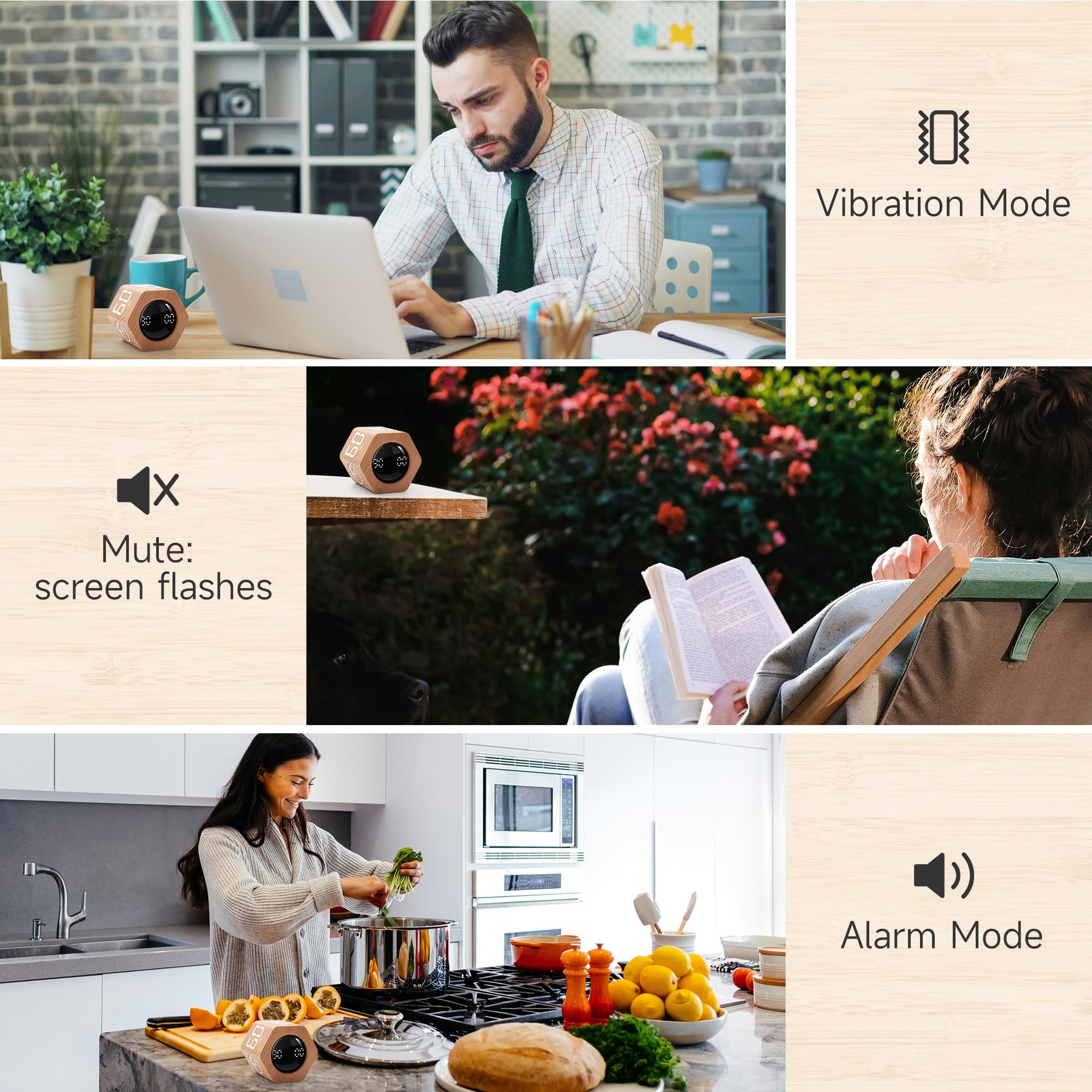 Exlliy Productivity Timer mute and vibration modes support focused work