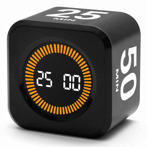 Exlliy rotating timer cube front view for focused work sessions and quick breaks.