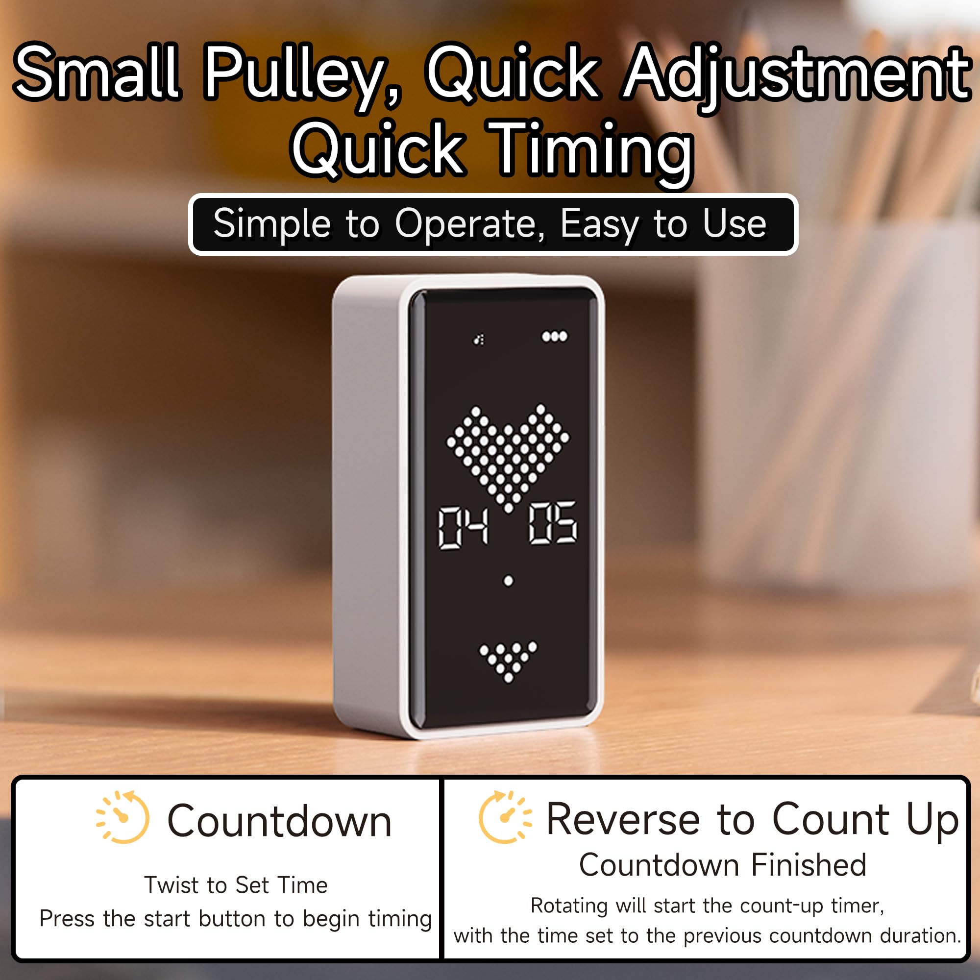 Exlliy Sand Timer's 4-inch LED screen clearly shows remaining time for cooking.