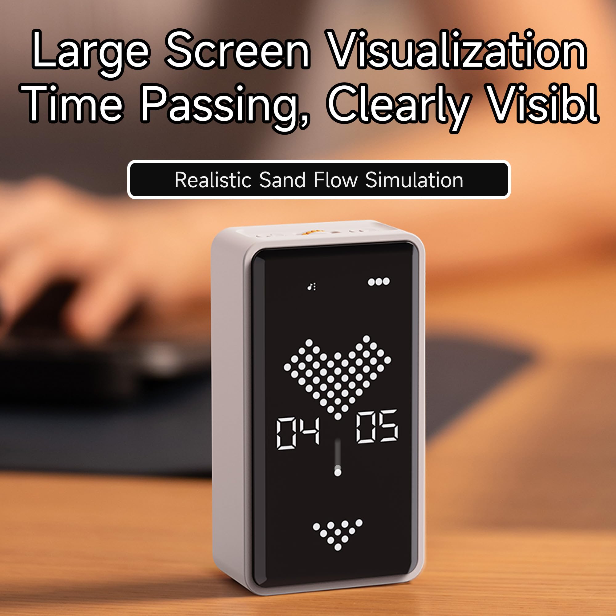 Exlliy Sand Timer's 1200mAh battery enables portable, cordless use.