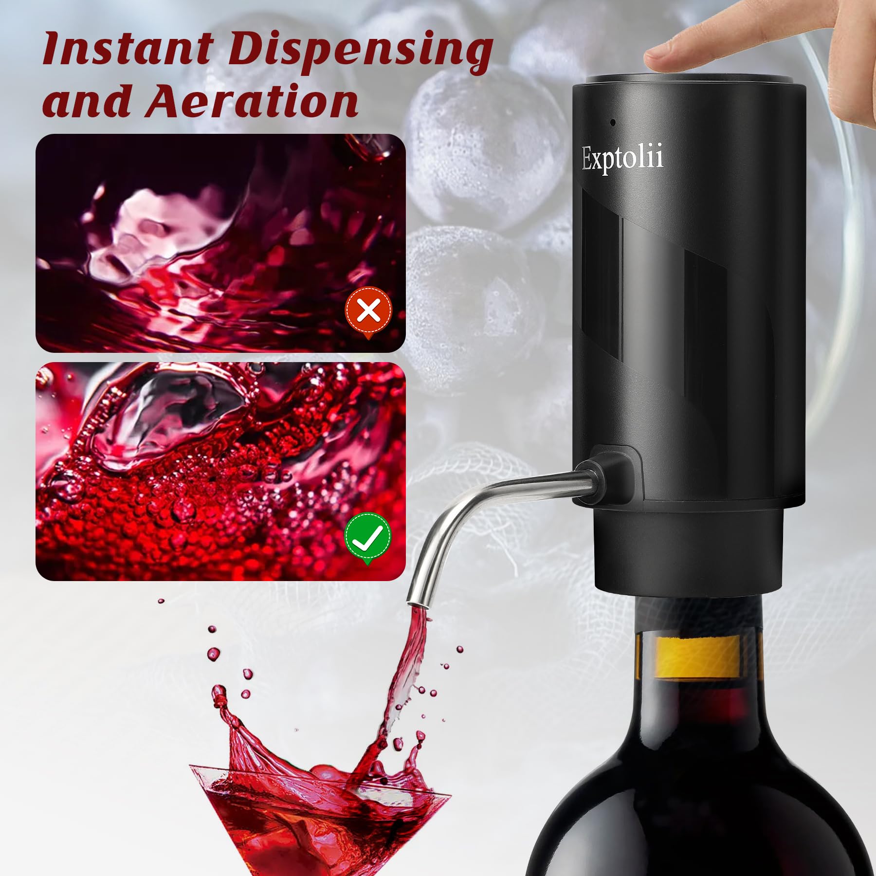 Exptolii air-sealed wine preserver keeps wine fresh after use.