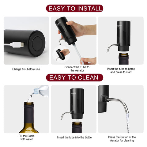 Exptolii rechargeable wine dispenser highlighted for quick aeration on the go.