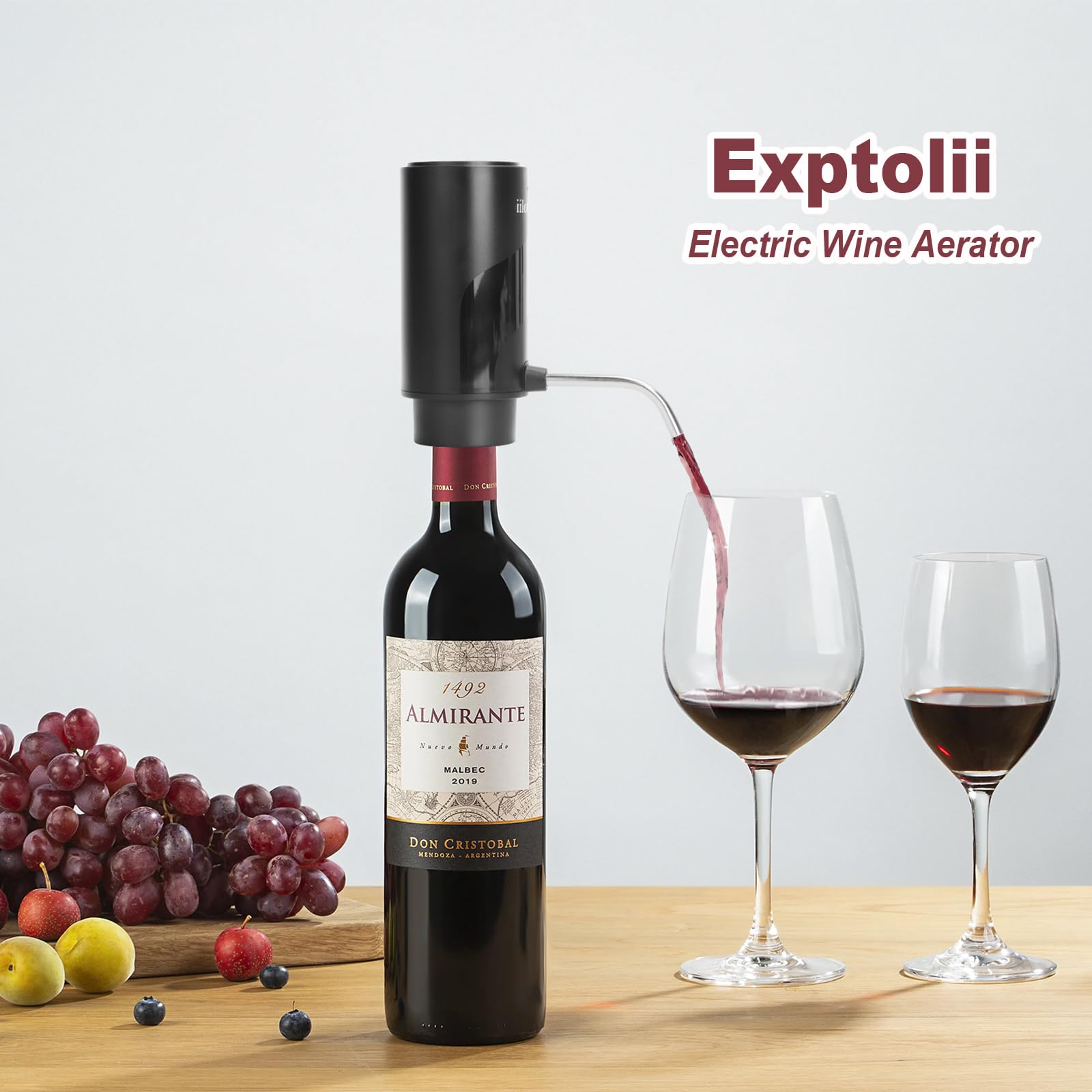 Exptolii Type-C charging cable included for fast power and reuse.
