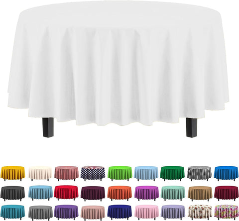 Exquisite 12-pack white round tablecloths 84in covering tables at events
