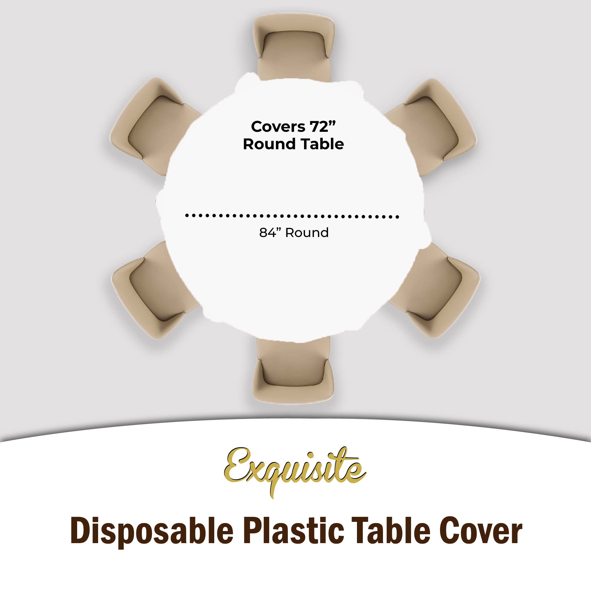 Exquisite disposable round tablecloth white 84in for quick cleanup