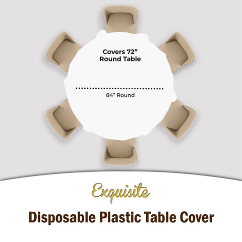 Exquisite disposable round tablecloth white 84in for quick cleanup
