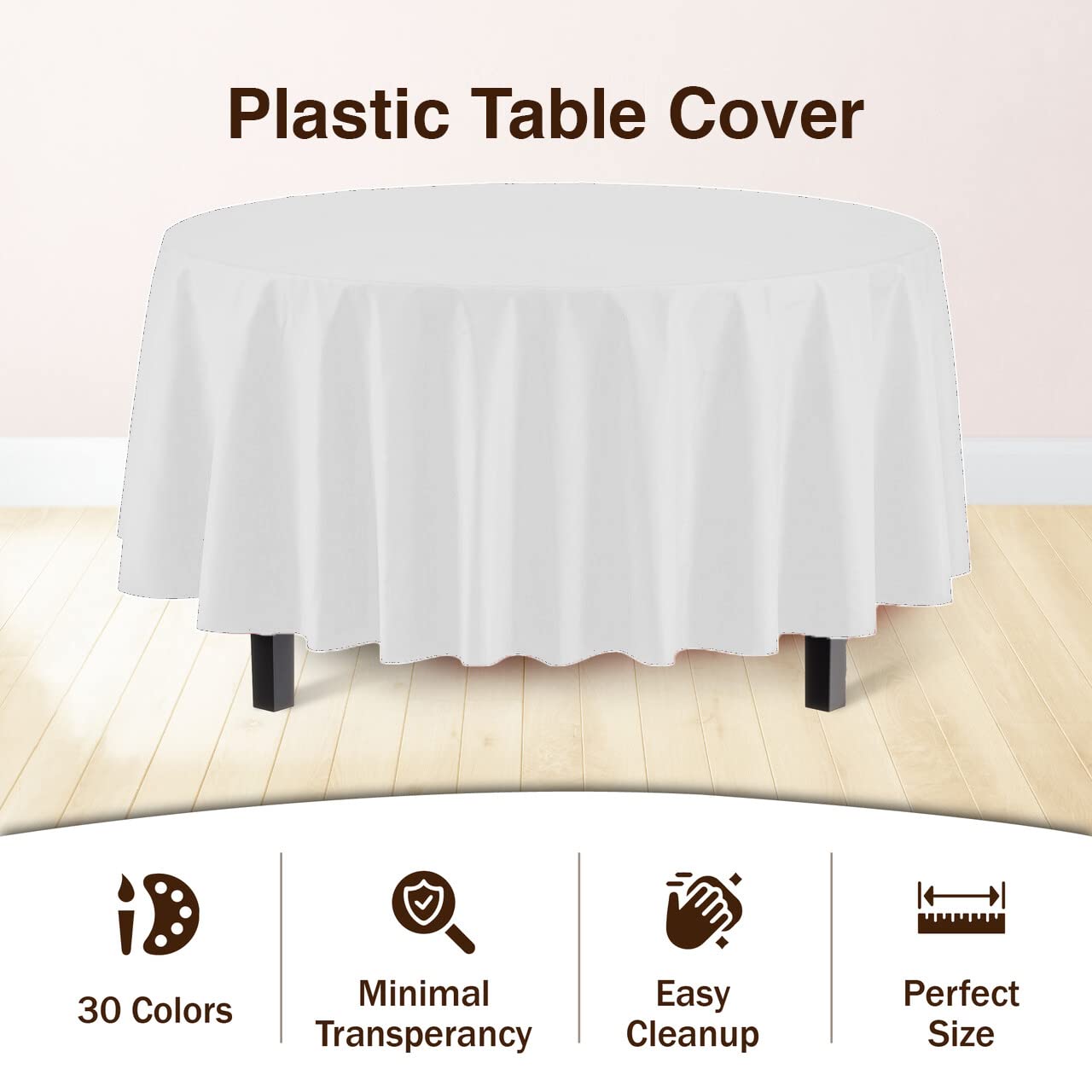 Exquisite heavy-duty plastic round tablecloth 84in for indoor and outdoor use