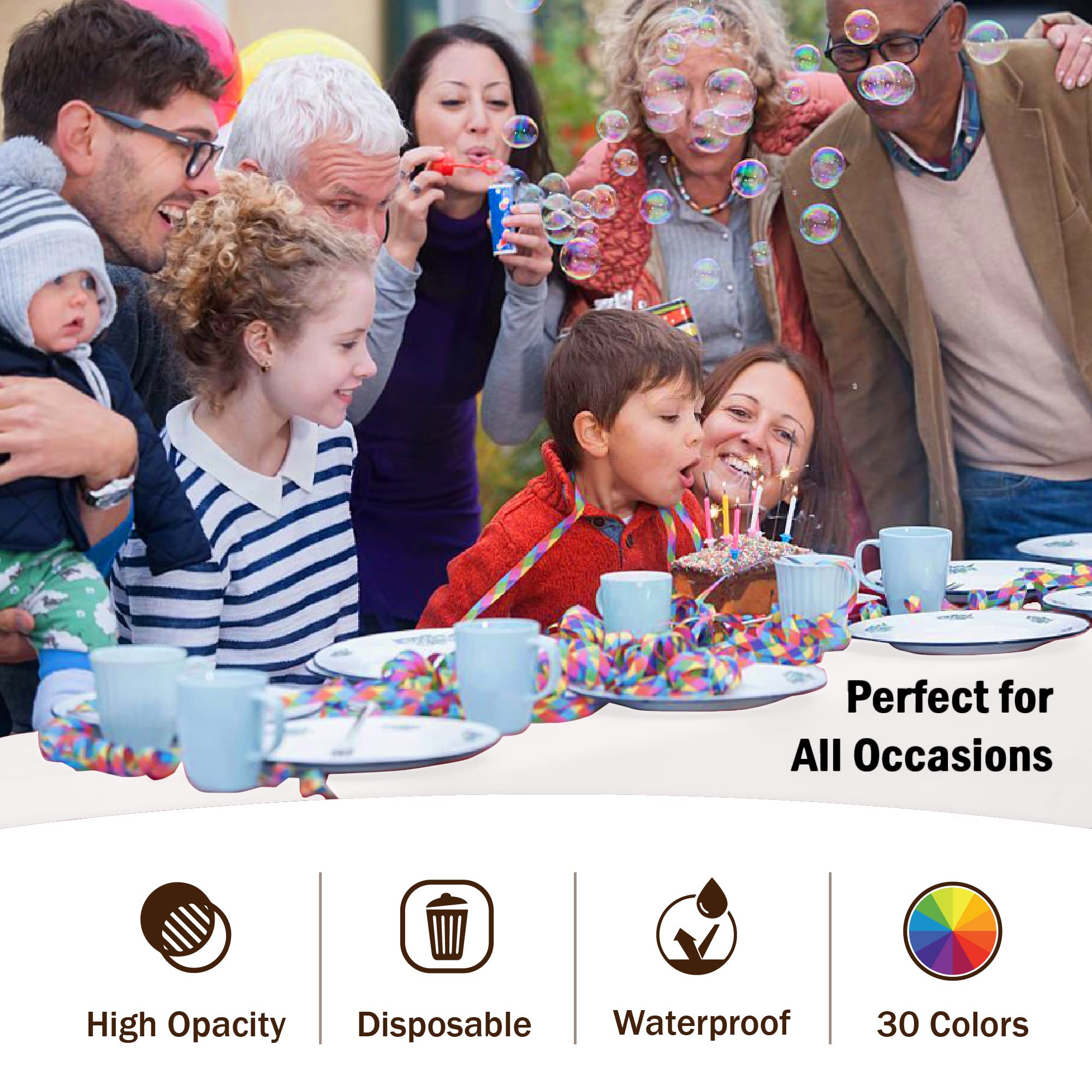 Exquisite easy cleanup roll-and-dispose feature after meals and gatherings