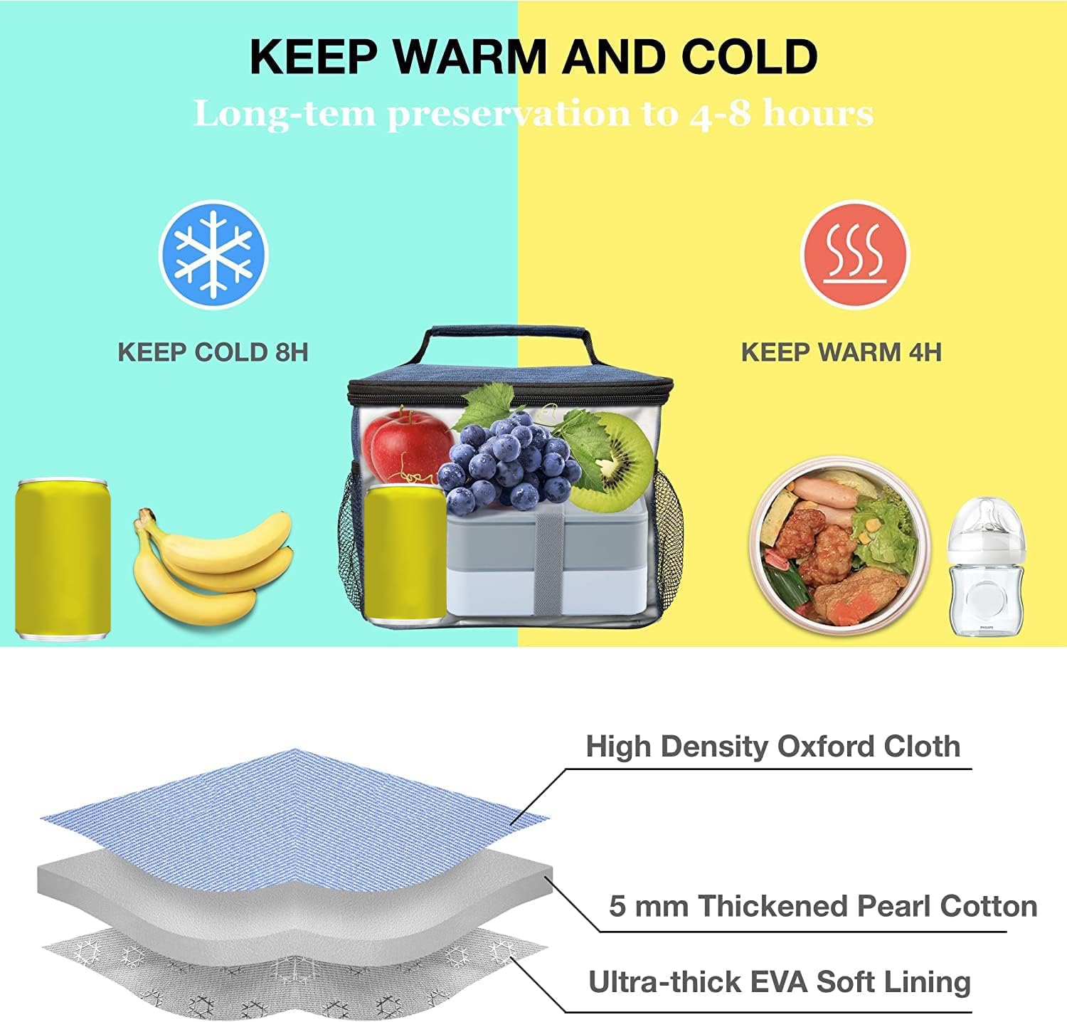 Extracharm insulated lunch bag interior compartments keep meals organized and fresh.