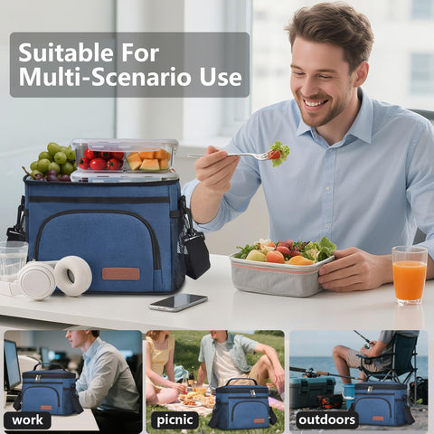ExtraCharm insulated lunch bag main compartment packed with meals and drinks