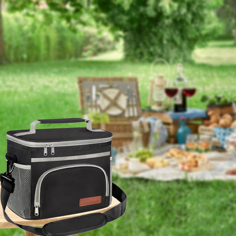 Extracharm insulated lunch bag adjustable shoulder strap enables easy carrying.