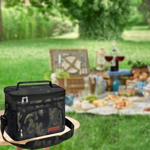 ExtraCharm insulated lunch bag with bottle pockets supports on-the-go hydration.