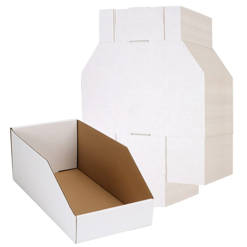 EXYGLO Cardboard Boxes front-view pantry bins for easy access and neat storage.